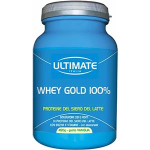 Ultimate Italia Whey Gold 100% Vaniglia 450g - Integratore Proteico con 3 Fonti di Proteine e Vitamine B