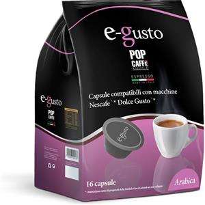Pop Caffè E-Gusto Capsule Dolce Gusto - Arabica - Confezione da 16 Capsule con Gusto Liquoroso e Sentori di Cioccolato