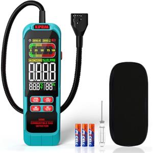 Kiprim Rilevatore Gas Perdite Metano Sonda 40cm PPM%LEL Allarme Acustico Visivo | KIPRIM Rilevatore Perdite Gas Portatile Combustibili Propano Misure Reali Display Digitale Sensore Metano Preciso -GD02