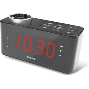 TechniSat DIGICLOCK 3 - Radiosveglia a proiezione FM (proiettore orientabile di 181 gradi, due orari di sveglia, funzione snooze, display LCD regolabile, opzione di alimentazione a batteria) nero