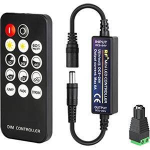 FCOB Mini RF Dimmer Controller 14 Pulsanti per Striscia LED 3014 5630 5730 3528 DC5V/DC12V/DC24V - Interruttore Wireless Modalità Luminosità ed Effetto (Colore Singolo)