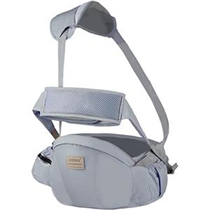SONARIN Multifunzionale Traspirante Hipseat Marsupio,Ergonomico Marsupio Neonati Supporto del Sedile Portantina Bebè Seggiolino con Cintura di Sicurezza & Tracolla per 3-36 Mesi(Grigio)