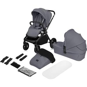 LIONELO MIKA PLUS 2 in 1 Passeggino Duo per Bambini 0-48 mesi fino a 2 kg Navicella fino a 9 kg, Schienale e Poggiapiedi Regolabili, Amortizzazione, AiryDots, Ruote Girevoli PU 360° Cappottina XXL