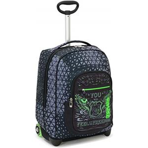Seven Trolley Fit Seven Winged, Nero, 35 Lt, 2in1 Zaino con Sollevamento Spallacci per uso Trolley, Scuola & Viaggio