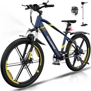 COLORWAY Bicicletta Elettrica per Uomini e Donne, Mountain Bike Elettrica per Adulti, con Batteria al Litio Rimovibile 36V12Ah, E-Bike da Città con 7 velocità, Motore da 250 W, Autonomia 35-90 km