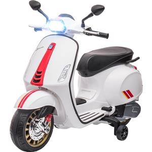 AIYAPLAY Moto Elettrica per Bambini 3-6 Anni Licenza Vespa, Bianco, con Rotelle, Fanale e Musica
