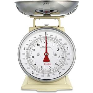 TERRAILLON - Bilancia da cucina vintage - Tara manuale, quadrante grande e vaschetta da 1 litro, capacità 5 kg - Modello 'Tradition 500' Crema