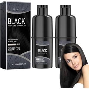 Tkekruh 2PC Shampoo Colorantehampoo per Capelli neri 100ml, Shampoo Istantaneo, Instant Hair Dye Shampoo 3 In 1, Shampoo Colorante, Tintura per Capelli Istantanea, per Uomini e Donne
