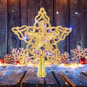 NOCHME Stella Puntale Di Albero Di Natale 6 Pollici Traforato E Glitter Punte di Natale Christmas Tree Topper Star Per Albero Scintillio Festivo Per La Tua Decorazione Natalizia