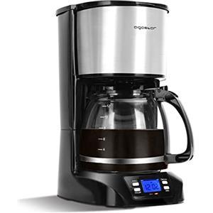 Aigostar Benno - Macchina da caffè americano e tè da 800 W con filtro riutilizzabile e piastra riscaldante, macchina caffe con mantenimento calore, capacità 1,5 L, timer 24 ore, sistema antigoccia