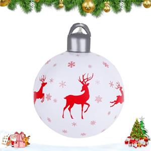 PORUPAEL Palline di Natale gonfiabili, 40 cm, grandi, per Natale, gonfiabili, in PVC, per giardino, prato, veranda (bianco)