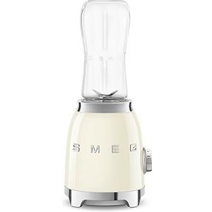 Smeg, Frullatore da Tavolo Compatto PBF01CREU, 2 Livelli di Velocità, Sicurezza Blocco Motore, 2 Bottiglie da 600 ml in Dotazione, Base Antiscivolo, Avvolgicavo Integrato, 300W, Panna