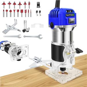 AUTOFU Rifilatore Fresatrice Verticale 800W 4000-27000 RPM, 6 Velocità Variabili, Legno Rifilatrice Elettrica Con 15 pezzi 1/4 Fresatura Cuter e Mandrino 6.35mm