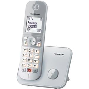 Panasonic KX-TG6851JTS Telefono Cordless Digitale, Unità Base e Ricevitore Singolo, ID Chiamante, Blocco Chiamate Indesiderate, Suoneria Categoria, Display LCD, Tastiera Illuminata, Argentato