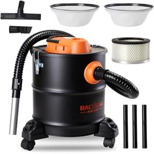 BACOENG Aspiracenere Stufa Pellet 20L, Bidone Aspirapolvere 1200W, Aspira Cenere per Stufa pellet Con Base Rotante, Per Camino Legna, Forno