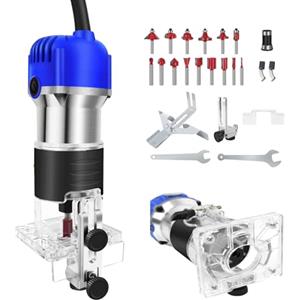 AUTOFU Fresatrice Verticale 6,35 mm(1/4 di pollice) 4000-27000 G/min, Corpo Isolante Rifilatrice Elettrica 800W Scanalatura Facile Professionale Utensili Legno - 6 Regolazione della Velocità