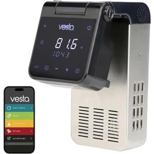 V Vesta Precision Vesta Precision Fornello a Bassa Temperatura Sous Vide Imersa Elite 1200W con APP di controllo Wi-Fi | Immersione impermeabile IPX7 | Capacità della Pompa 4,5 l/min | Colore nero
