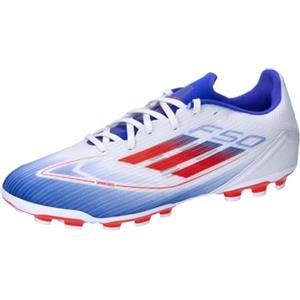 adidas F50 League Football Boots Artificial Ground, Scarpe da Calcio Unisex-Adulto, Cloud White/Solar Red/Lucid Blue, 46 EU