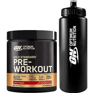 Optimum Nutrition Gold Standard Pre-Workout Integratore Alimentare in Polvere con Creatina Monoidrato Beta Alanina Caffeina e Vitamine Gruppo B Gusto Frutta Mista 30 Porzioni 330g + BORRACCIA