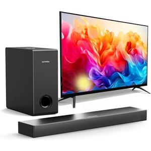 ULTIMEA Soundbar, 160W Soundbar TV con Subwoofer, Bassi Profondi Regolabili, 2.1 Canali Sound Bar per TV, Soundbar Bluetooth 5.3, Modalità di gioco EQ per PC, ARC/Optical/AUX/USB, Ultra Magro Nova S40