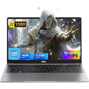 AOC PC Portatile, 12ª N97 CPU(Up to 3,6GHz), Gaming Notebook 16GB DDR4 RAM 512GB SSD(Fino a 2 TB) Laptop, 1080P Schermo PC Portatili, 2.4G+5G WiFi/BT5.1, USB3.2, HDMI Notebook, Tipo-C (15.6 Pollice)