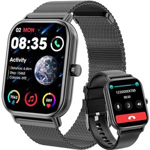 Haulvean Smartwatch con Chiamate Bluetooth,1,85'' Smartwatch per Uomo Donna,Orologio Sportivo Impermeabile IP67 con 110+ Modalità Sportive,Fitnesswatch con Contapassi Cardiofrequenzimetro SpO2 per Android iOS