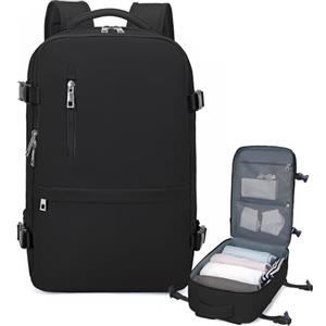 Xkdoai Zaino 40x20x25 per Ryanair, Zaino da Viaggio Aereo Bagaglio a Mano Borse Cabina Valigia Zaini Casual Unisex Borsone da Viaggio Impermeabile Casual Daypack 20L Nero