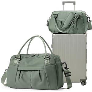 SEAFEW Borsone da Viaggio Donna, 40x20x25 Ryanair Bagaglio a Mano Borsa da Viaggio con Scomparto per le Scarpe, Borsa Sportiva Borsone da Palestra Grande, Borsa da Weekend,Borsa per Ospedale,J3-Verde