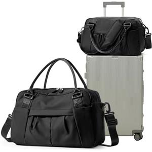 SEAFEW Borsone da Viaggio Donna, 40x20x25 Ryanair Bagaglio a Mano Borsa da Viaggio con Scomparto per le Scarpe, Borsa Sportiva Borsone da Palestra Grande, Borsa da Weekend,Borsa per Ospedale,J2-Nero