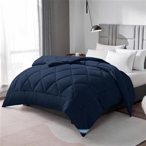 WAVVE Piumino Letto Matrimoniale Quattro 4 Stagioni 260x240 cm - Piumone 240x260 Invernale Autunnale - Trapunta 260 x 240 in Microfibra Sintetica,Blu Navy