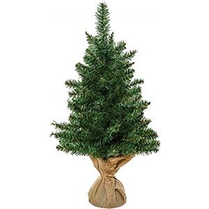 HOMCOM Albero di Natale Mini 60cm con 70 Rami Folti e Aghi Realistici in PVC, Base in Cemento e Iuta