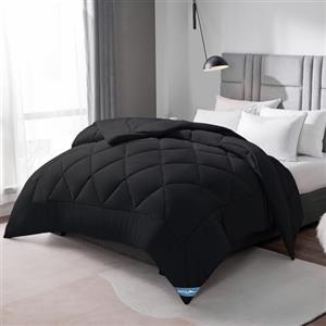 WAVVE Piumino Letto Matrimoniale Quattro 4 Stagioni 260x240 cm - Piumone 240x260 Invernale Autunnale - Trapunta 260 x 240 in Microfibra Sintetica, Nero