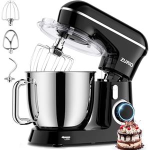 zurio Impastatrice Planetaria 1300W Zurio 5.5L Robot Impastare Portable A 10 Velocità Con Funzione Di Fermentazione Silenziosa, Con Accessori Gancio Impastatore, Frusta, Impastatrice Nero