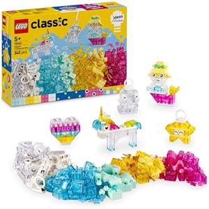 LEGO Classic Scatola Magica Trasparente - Regali di Pasqua per Bambine e Bambini da 5 Anni - Mattoncini Colorati e Clip Portachiavi - Crea Unicorni Giocattolo, Draghi, Uccelli e Altre Figure - 11040