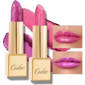 Oulac Rossetto Metallizzato Lucido Set, Rossetto Altamente Pigmentato, Lucentezza 3D, Rossetto Lunga Durata, Formula Cremosa e Idratante, Vegan