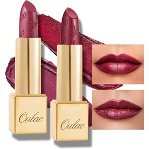 Oulac Rossetto Metallizzato Lucido Set, Rossetto Altamente Pigmentato, Lucentezza 3D, Rossetto Lunga Durata, Formula Cremosa e Idratante, Vegan