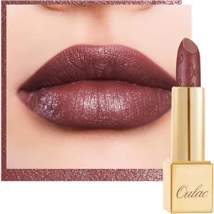 Oulac Rossetto Metallizzato Lucido, Rossetto Marrone Altamente Pigmentato, Lucentezza 3D, Rossetto Lunga Durata, Formula Cremosa e Idratante, Vegan, 4,3g (23) Cosmo