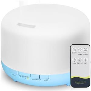 Hianjoo Diffusore di Oli Essenziali 450ml, Diffusore di Aromi Ultrasuoni Umidificatore Diffusore per Aromaterapia Diffusori con 7 LED Colori per SPA,Yoga,Camera da Letto (Azzurro)