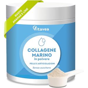 VITAVEA BIEN-ETRE Collagene Marino in Polvere con Vitamina C - 10000 mg Peptidi di Collagene di Pesce - Collagene Idrolizzato - Collagene da Bere - Articolazioni - Anti-Age Pelle - Aroma Limone e Lime - Vitavea