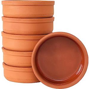 spar-home® Güvec - Set di piccole pirofile, rotonde per casseruole, mini casseruole, per riso al latte, in terracotta, set da 6 pezzi