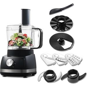 TopStrong Robot da Cucina, 800W Robot da Cucina Multifunzione, 2L Food Processor, 3 velocità Impostazione, con 3 dischi per il taglio a fette, tritatutto, impastatore, frusta,nero