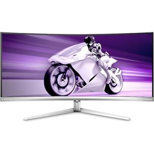 Philips Evnia 34M2C8600 Monitor da gioco curvo OLED WQHD da 34 pollici,175 Hz, Ambiglow, HDR400, FreeSync Premium Pro,G-Sync Comp.(3440x1440, 0,1 ms GtG, HDMI, DisplayPort,USB-C,USB Hub) grigio/bianco