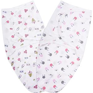 Vicloon Baby Swaddle Coperta, 2 Pezzi in 100% Cotone, Sacco Nanna per Bebè Regolabile, Copertina Avvolgente per Fasciature 0-3 Mesi, Taglia S (Gelato e Coniglio)