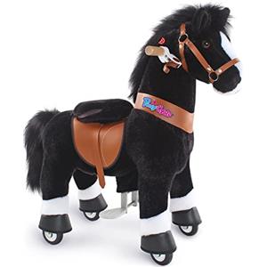 PonyCycle Modello U Giocattolo Cavalcabile per Bambini Cavallino a Dondolo Cavallo con Rotelle (con Freno/con Suono/Altezza 76 cm/Taglia 3 per 3-5 Anni) Cavallo Nero Ux326