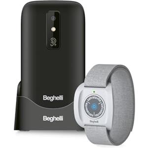 Beghelli - Kit Salvalavita Phone SLV30 Altavoce Plus + Bracciale Band Telefono Anziani, gsm SOS, Chiamata Rapida, Telesoccorso Indossabile, GPS, Sensore Caduta, Ampio Display, 2.8 Pollici, Bianco