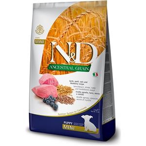 Farmina N&D Ancestral Grain Puppy Mini - Crocchette per Cuccioli con Agnello, Farro, Avena e Mirtillo - Formato 7 Kg