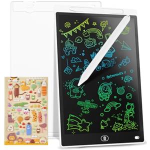 Genialba Tavoletta Grafica LCD Scrittura Colorato 10 Pollici, Lavagna da Disegno Cancellabile Portatile, Regalo Bambini, Tavoletta Grafica per Giochi Bambini 2 3 4 5 6 7 Anni Ragazze (Bianco)