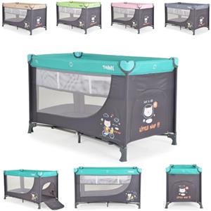 Moni lettino da viaggio Tommy 2 livelli, materasso pieghevole, ingresso laterale, colorazione:turchese