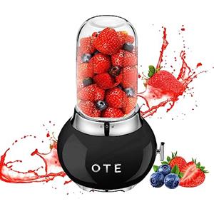 OTE Frullatore per Smoothie, Frullatore da Cucina 14 OZ Frullatore Portatile da 400ml Frullatore Elettrico, Milkshake, Frutta Frullatore- Nero