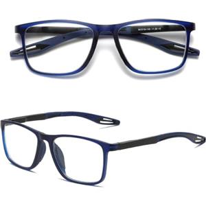Hubeye Occhiali da lettura sportivo da uomo e donna Lettori ultraleggero TR90 Confortevole Flessibile Occhiali anti luce blu (Blu, 1.75)